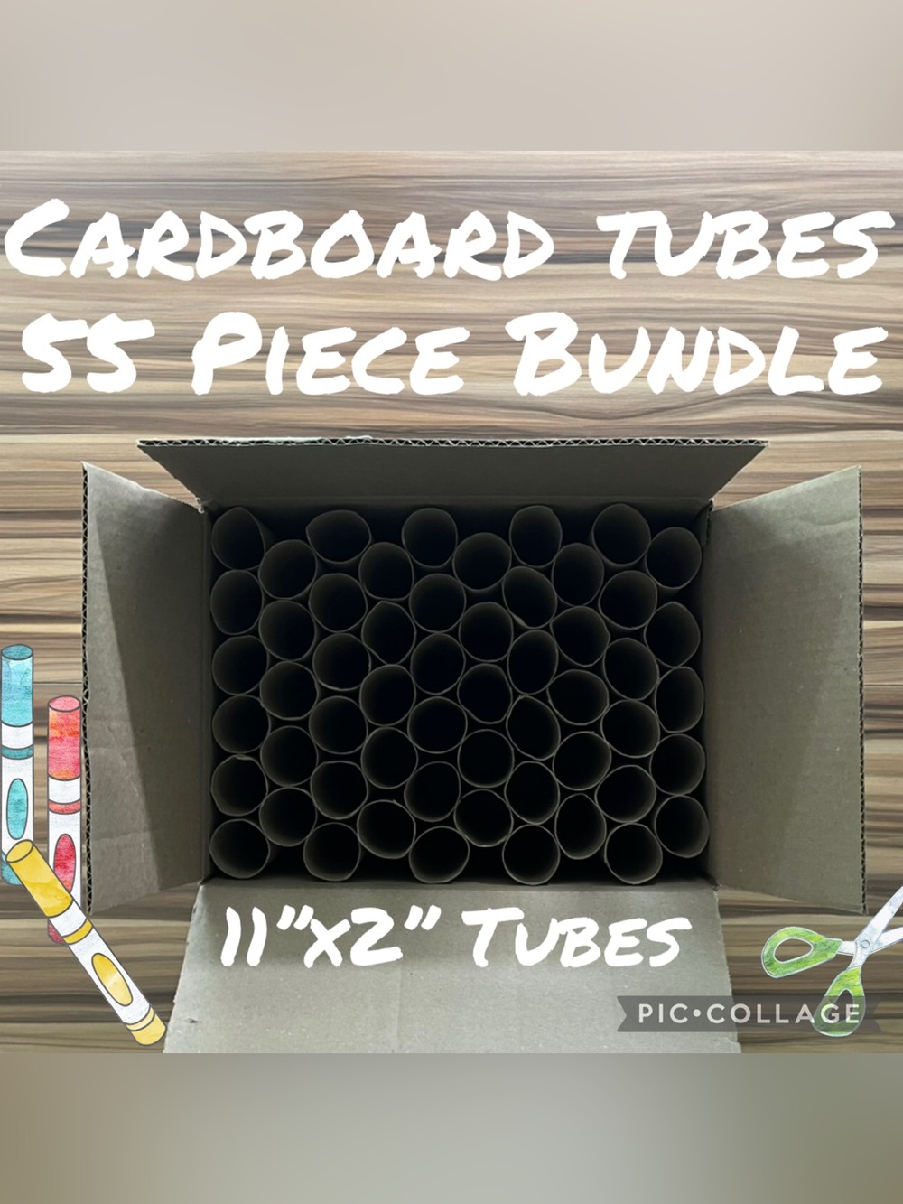 55 Cardboard Tubes  11” x 2” for Paper Crafting School Projects Classrooms